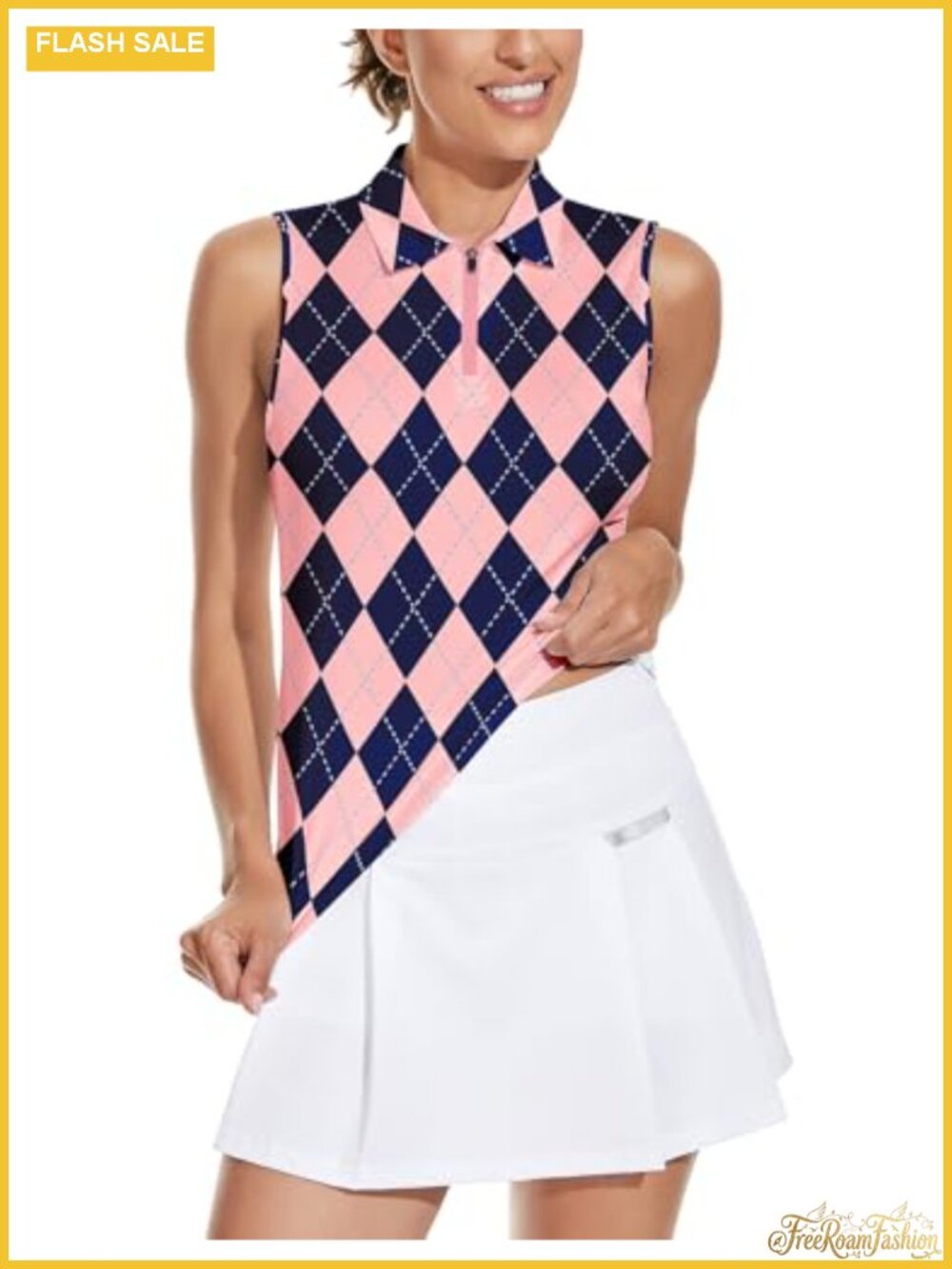 Women's Sleeveless Golf Polo Floral Athletic Moisture Wicking Quick Dry